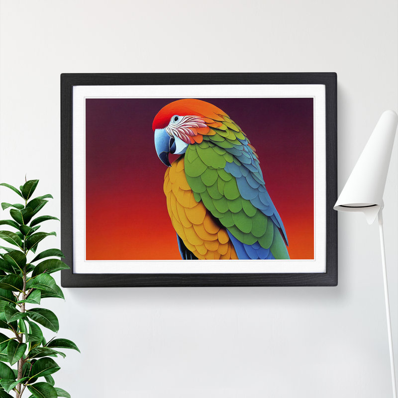 Colourful Parrot Portrait Vol.2 - Single Picture Frame Print, Black Framed, 46cm H x 64cm W x 2cm D