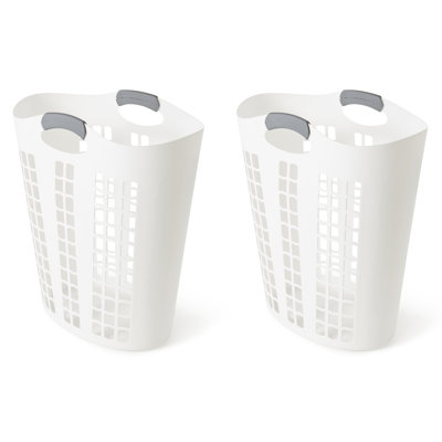 Panier à linge en plastique de 87 L Grace Living Easy Carry Flex, blanc (paquet de 2)