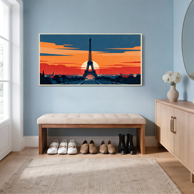 Tour Eiffel, coucher de soleil, Paris, paysage urbain, toile tendue sur toile, ensemble de 1