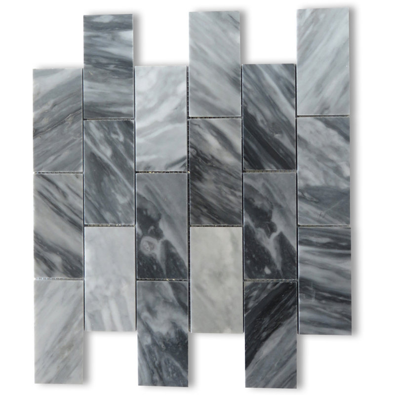 Bardiglio 12" x 12" Marble Brick Joint Mosaic Wall & Floor Tile, Dark Gray
