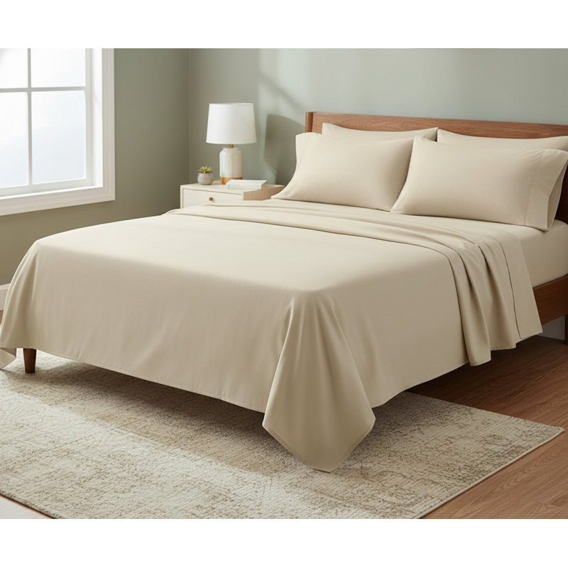 Ultra-Soft Microfibre Double Bed Sheet Set, Sand