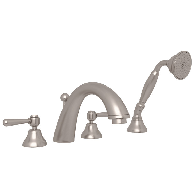 Verona™ Double Handle Deck Mount Roman Tub Faucet with Single Function Hand Shower and Lever Handle