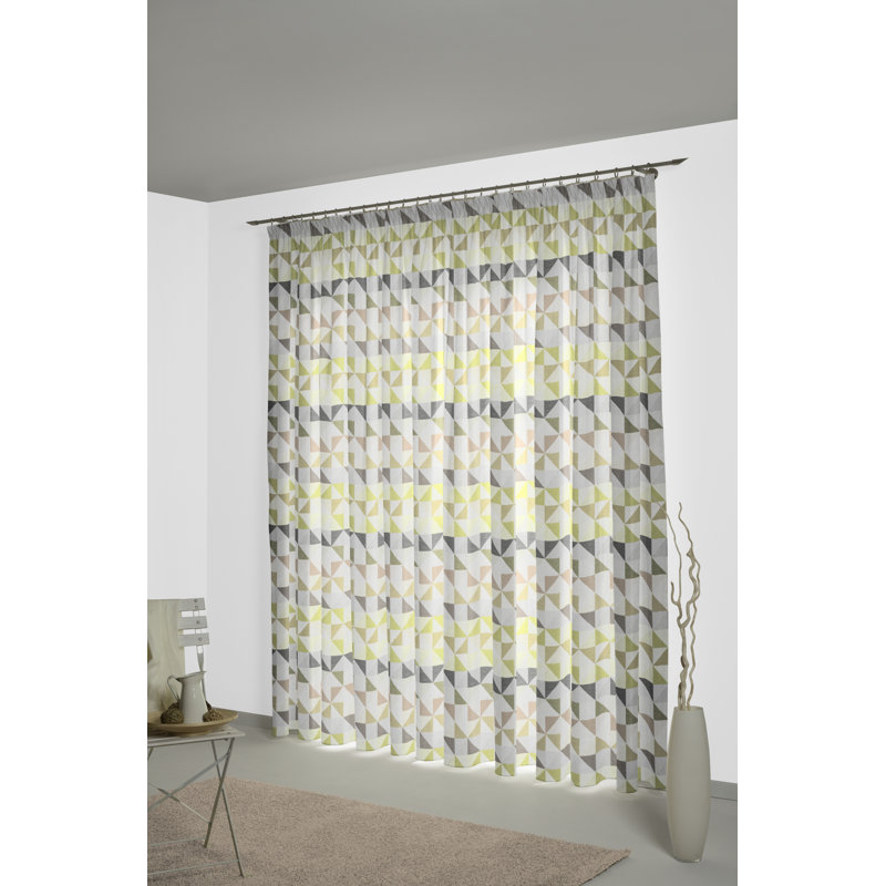 Berlare Cotton/Polyester Room Darkening Pinch Pleat Curtain Panel, 132cm Width x 295cm Drop, Green