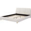 Queen Size Upholstered Bed With White Linen Fabric, Solid Wood Legs, Thick Foam For Exceptional Support, Sleek Embedded Design, 12 Hardwood Slats, Easy 40 - Minute Assembly Relaxing Sleep Modern