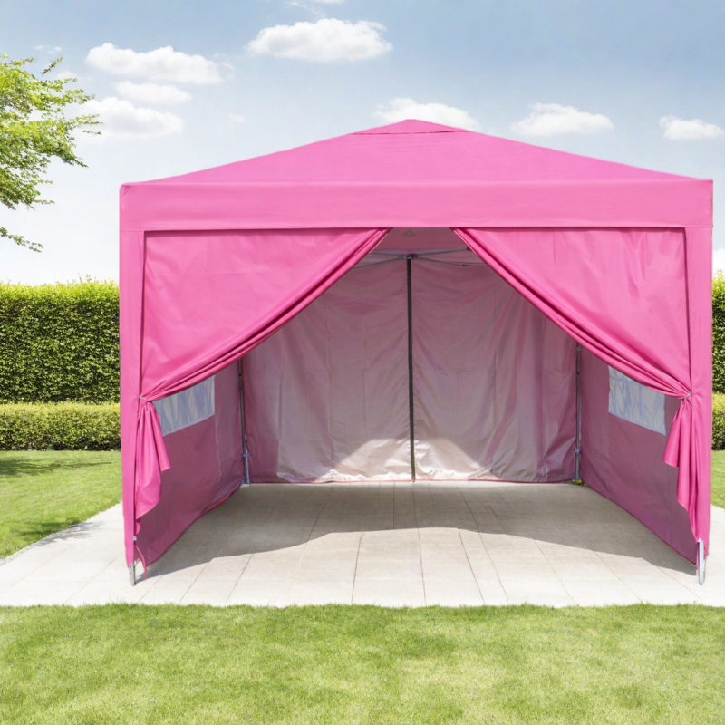 Durable 10x10ft Canopies & Gazebos With Frame, Portable Magenta Pop-up Tent For Outdoor Events