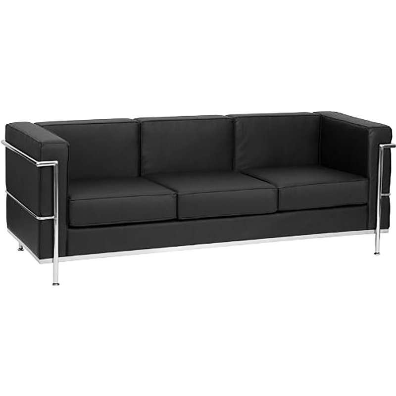 Canapé à accoudoirs carrés 72" Janes, Similicuir noir