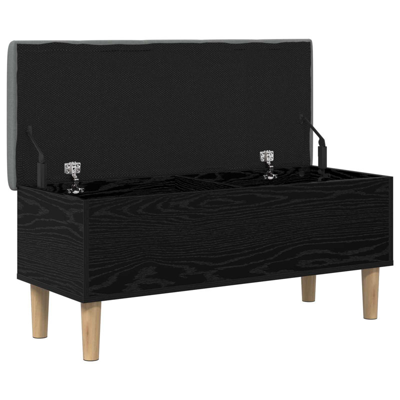 Upholstered Engineered Wood Bench, Black Oak