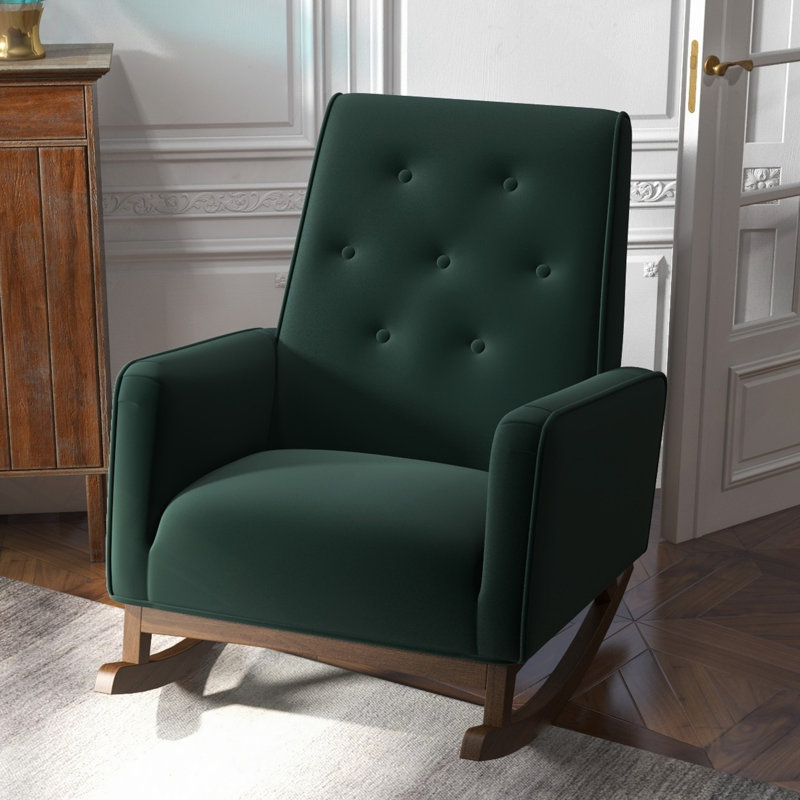 Chaise berçante, chaise berçante en bois massif Demetrius, Vert