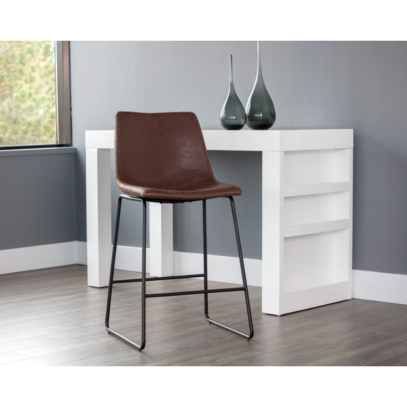 Cal Counter Stool - Antique Brown, Antique Brown Faux Leather, Counter Stool (26" Seat Height)