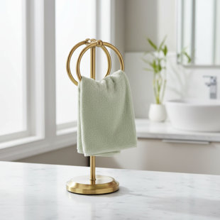 Porte-serviettes en acier avec 2 anneaux de suspension pour comptoir de meuble-lavabo en acier