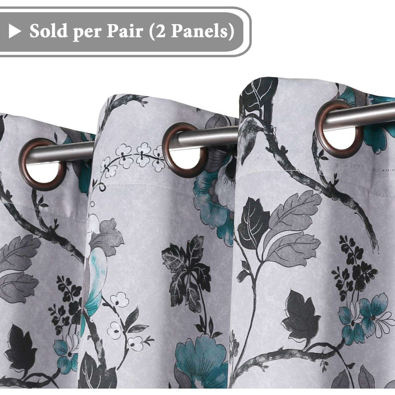 Blackout Curtains for Bedroom/Living Room Thermal Insulated Printed Curtain Drapes Energy Efficient Room Darkening Curtains Pair (2 Panels)