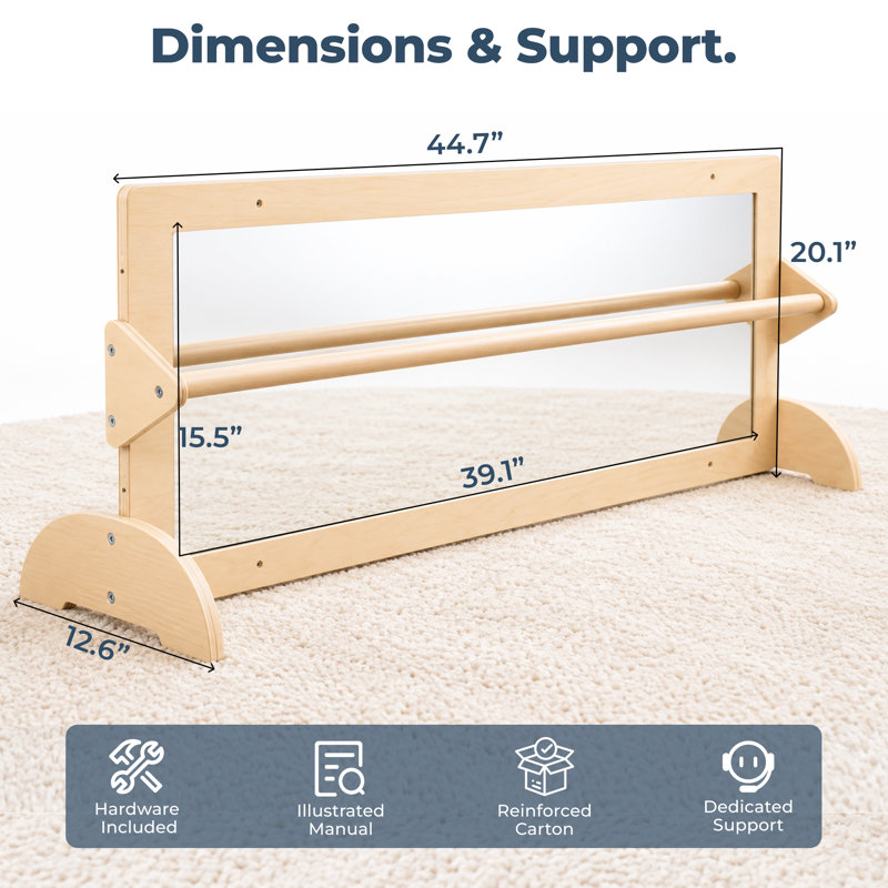Miroir Guidewill® de qualité commerciale avec barre Montessori