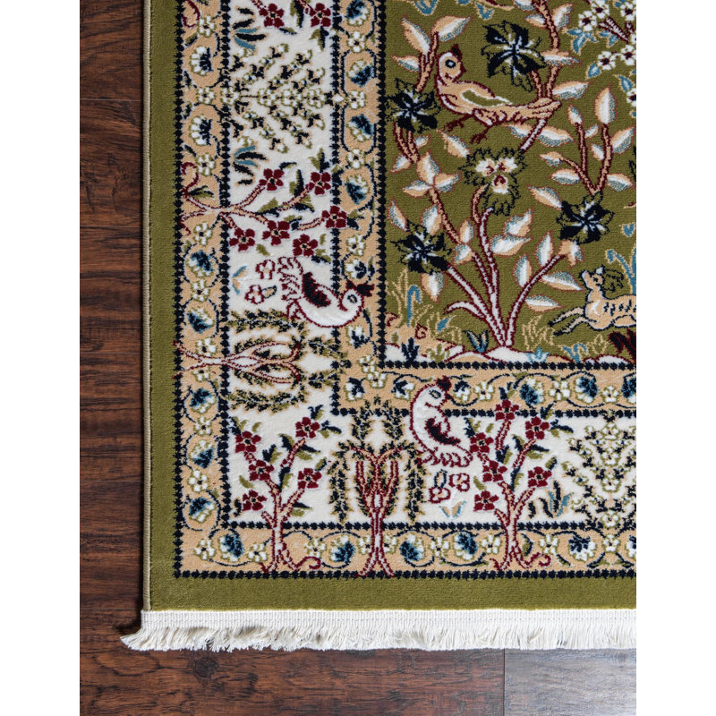 Tapis traditionnel Kelayeh couleur lierre, Rectangle 9 pi x 12 pi