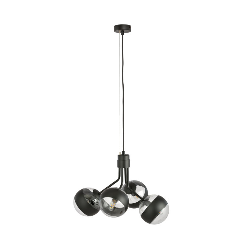 Jelks 4 - Light Black Unique/Statement Pendant, Transparent/Black