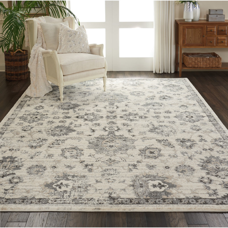 Tapis crème d'inspiration persane Lashanda, Rectangle 9 pi 6 po x 13 pi