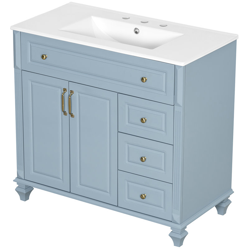 36" Bathroom Vanity With Sink, Blue Gray