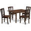 Ensemble de table de salle à manger 5 pièces pour 4 personnes comprenant une table de cuisine rectangulaire avec rallonge papillon et 4 chaises de salle à manger, acajou-1753042035-1753042029-1753042034