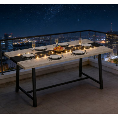 Long Dining Table With Large Tabletop And Steel Legs,Kitchen Table,For Your Home