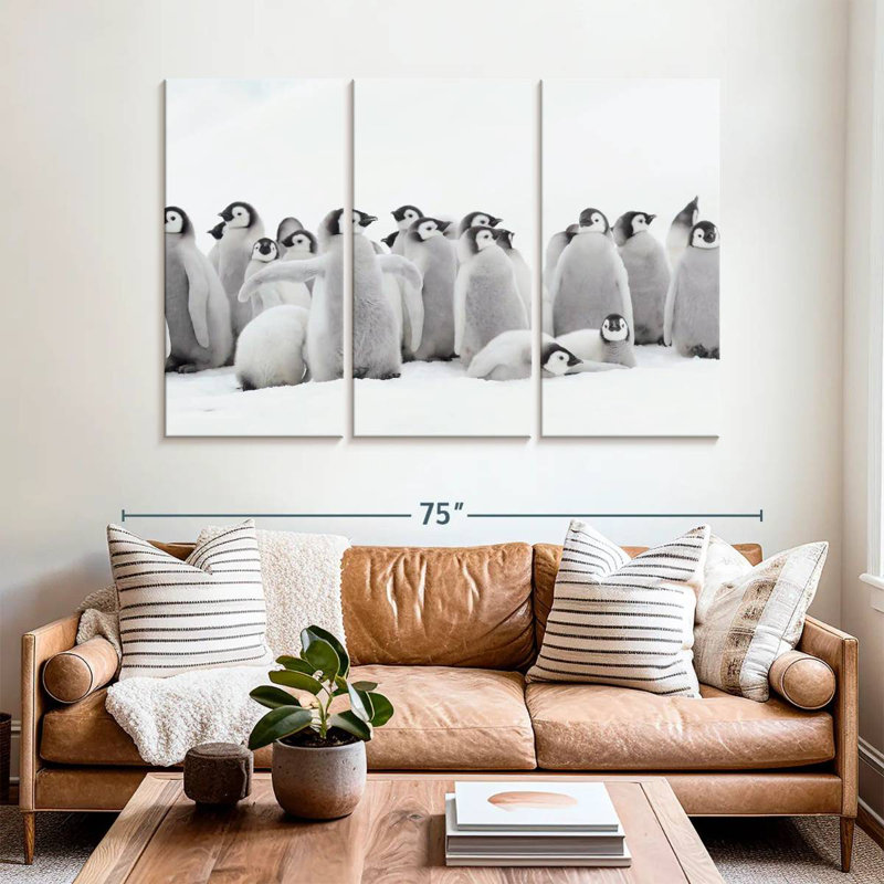 Brampt Young Emperor Penguins, 42" H x 65" W