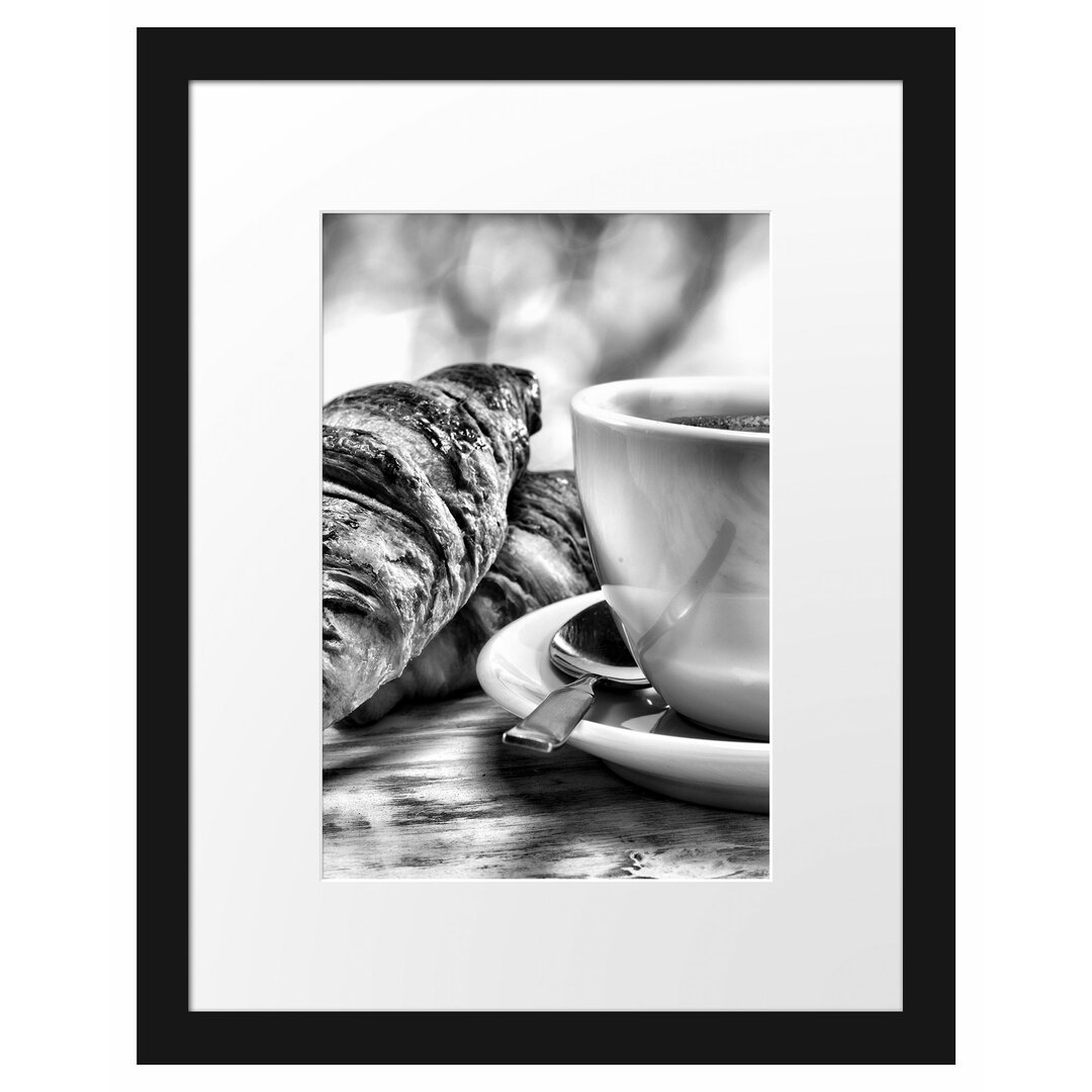 Gerahmtes Poster Frische Croissants und Kaffee