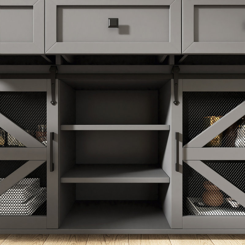 Buffet 55 po avec 3 tiroirs Alston, Noir