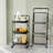 Foldable Rolling Cart, 3-Tier Metal Folding Storage Utility ...