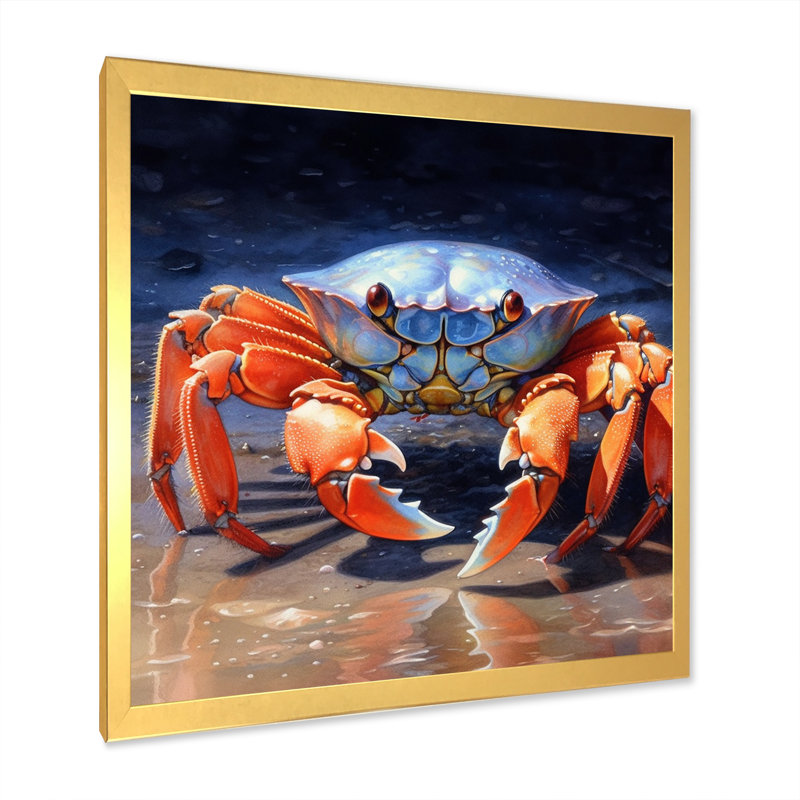 " Crab Beachcombers V ", 24" H x 24" W x 1" D, Gold Single Picture Framed