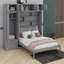 Grand lit escamotable mural avec armoire supérieure, tablettes et garde-robe-837721457