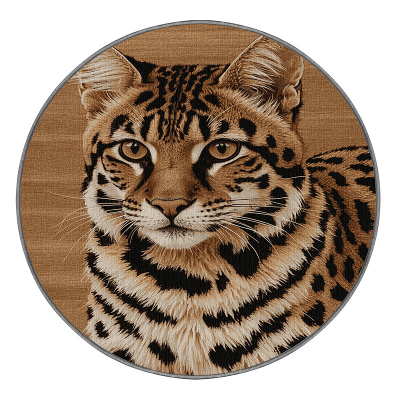 Washable Chausie Cats Area Rug, Round 4'