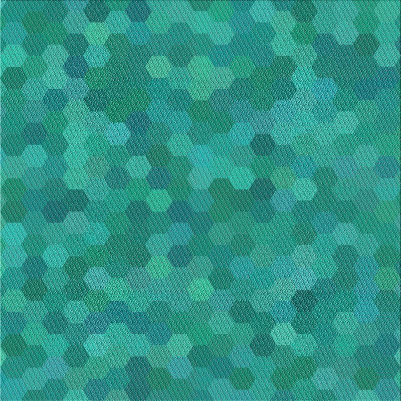 Tapis vert/jaune à motif de mer, Carré 3 pi