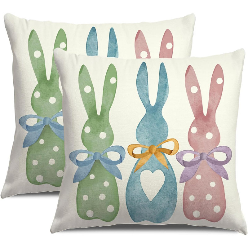 Housse de coussin réversible , Vert /Bleu / Rose