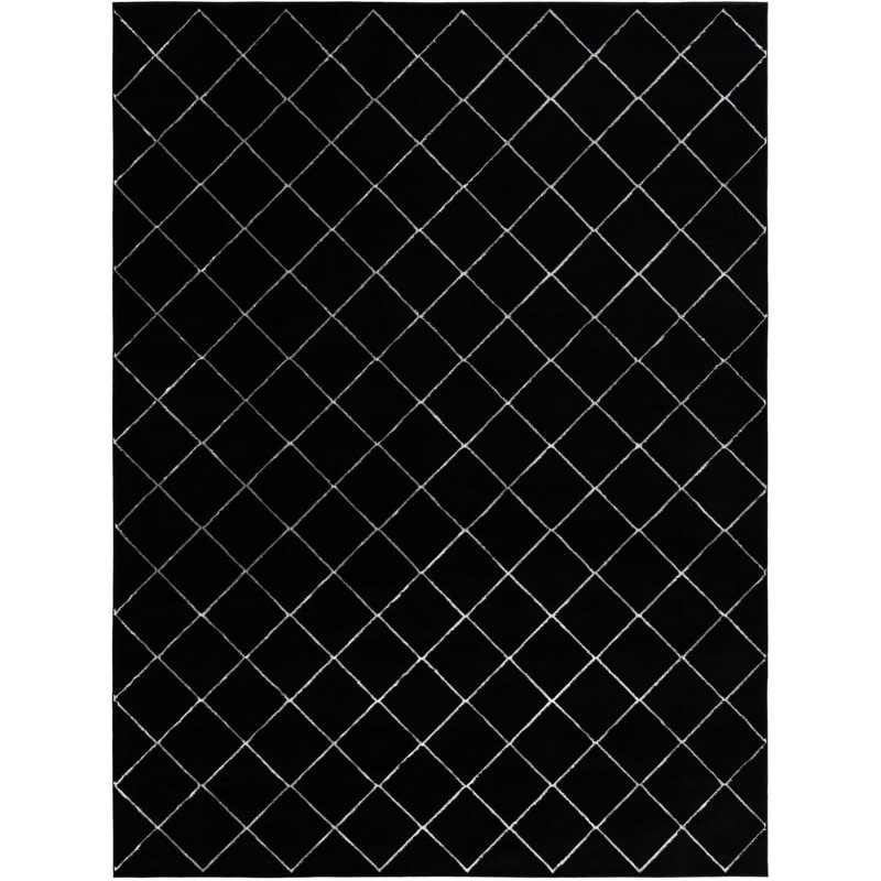Contemporary Etowah Rug Black and Silver Color, Rectangle 10' x 13'1"