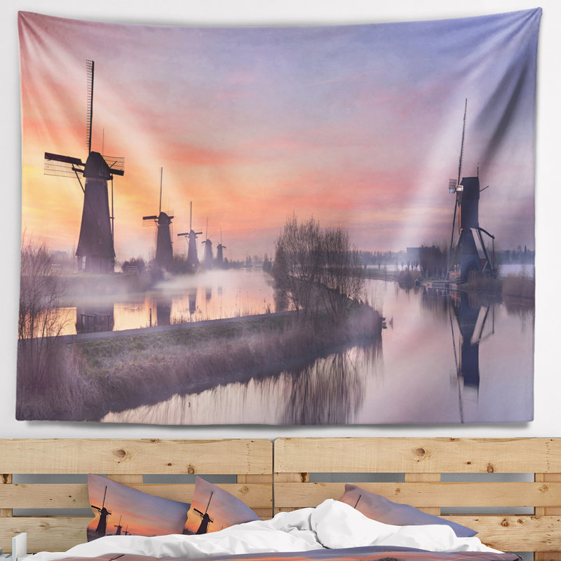 Tapisserie de polyester à vent au mélange de soleil avec accessoires suspendus inclus, H 68 po x l 80 po
