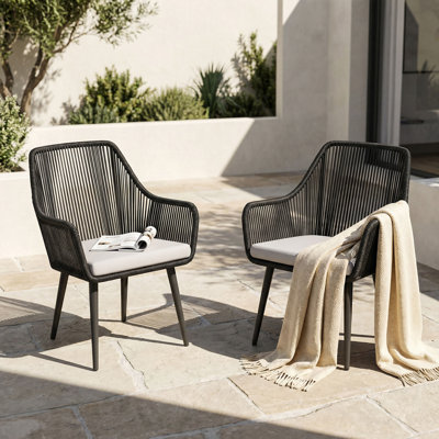 Cassil Metal Outdoor Dining Armchair with Cushions