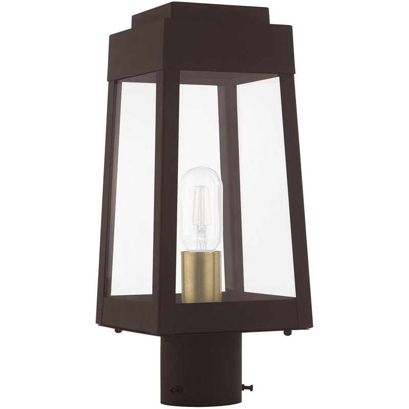 Luminaire extérieur lanterne 6,25 po avec abat-jour en verre transparent, Noir / Bronze