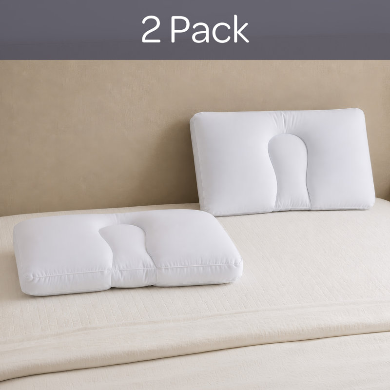 Ensemble de 2 oreillers cervicaux à microbilles pour dormir, 52 x 28 x 10 cm, malléables, thermorégulateurs, pour un soutien optimal de la tête, de la nuque et des épaules, idéaux pour un sommeil réparateur et les voyages, blancs.