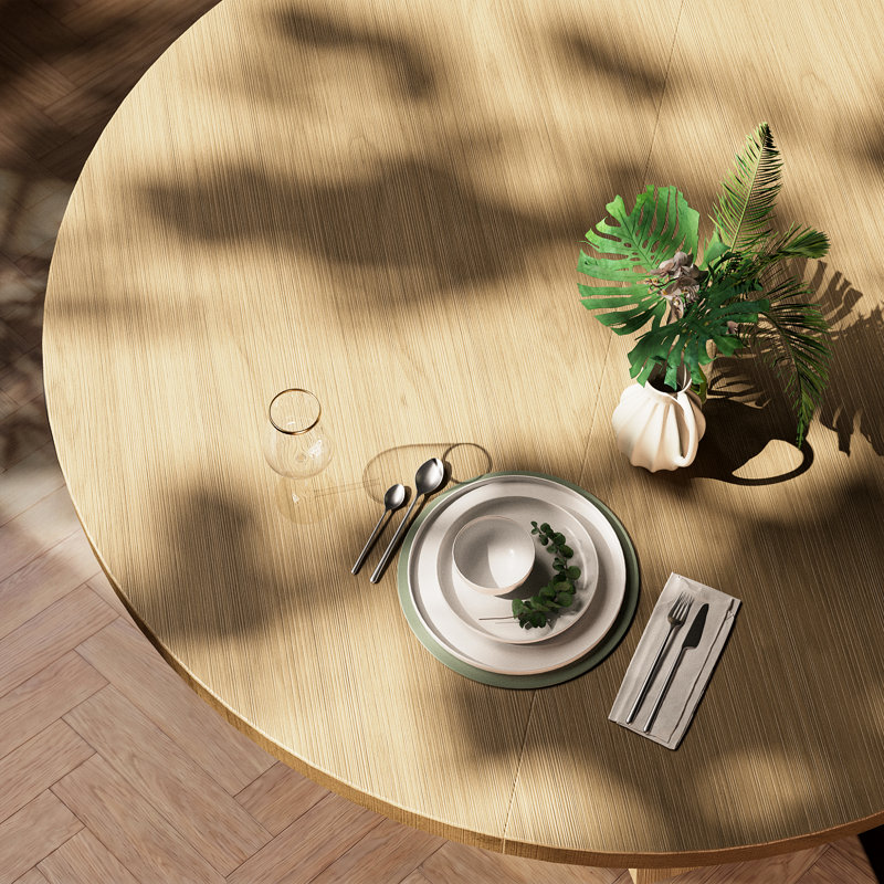 47 Inch Round Wood Dining Table for 4-6, Farmhouse Kitchen Table With Cross Pedestal & Storage Shelf for Kitchen and Dining Room- Natural