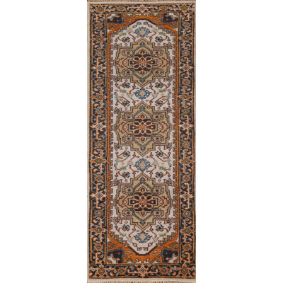 Tapis de couloir indien à motif géométrique 2 x 8