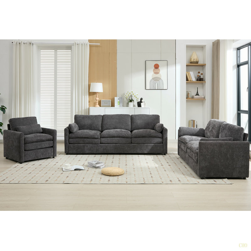 Ensemble de canapé rembourré Cozy, Gris