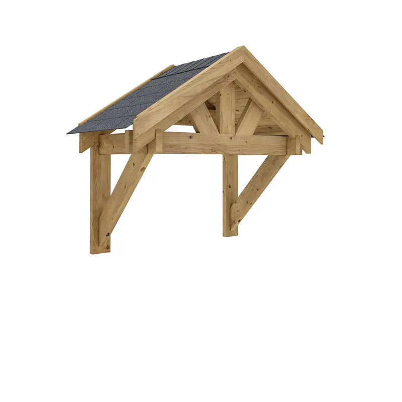 Dunster House Wooden Porch canopy 1.6m with Apex Roof, Pressure Treated Timber, 19mm Roof Thickness, Thunderdam