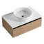 Meuble-lavabo de 76 cm avec lavabo en céramique blanche, tiroir à fermeture douce, rayures estivales attrayantes, structure en contreplaqué extensible 2/3 hygiénique, tiroir inclinable à 45° facile à ouvrir et à fermer.
