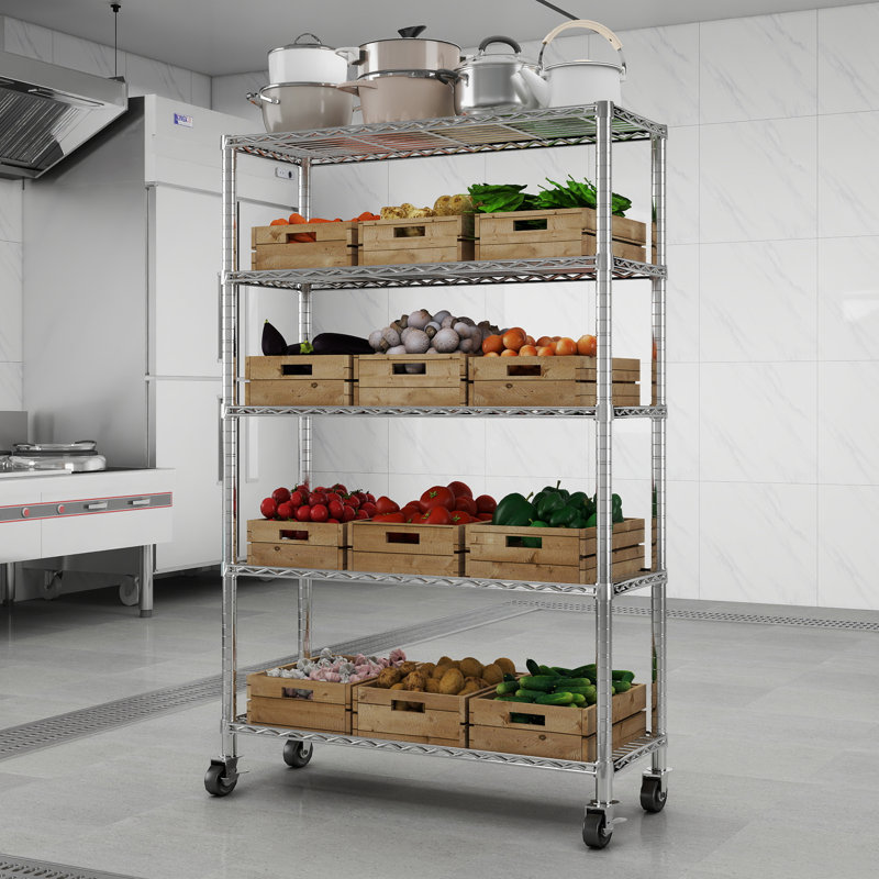 Étagère de rangement à 5 niveaux Sarson par Rebrilliant, Chrome