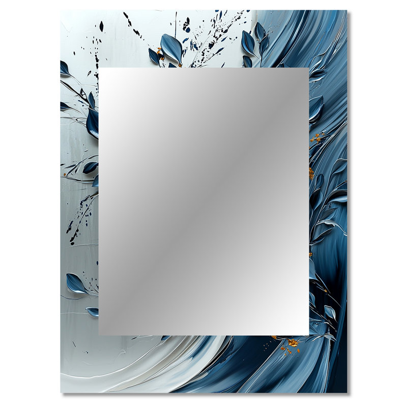 «Blue and White Herbs Spiral Garden III - Herbes», impression sur miroir, 40 po x 30 po
