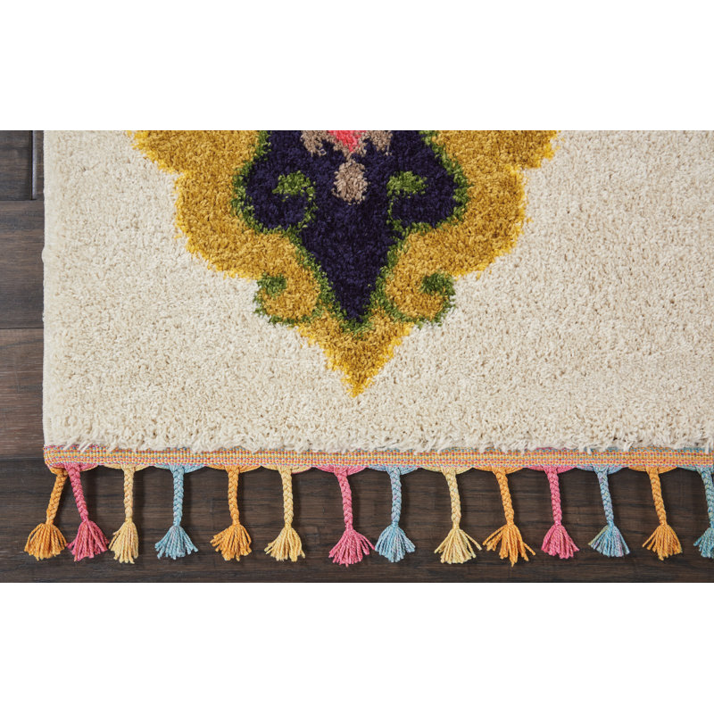 Tapis ivoire Lucina Tribal Bohemian, Rectangle 8 pi 10 po x 12 pi