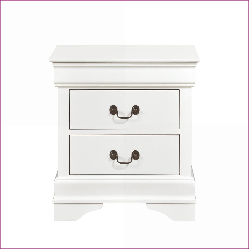 Table de chevet 2 tiroirs Traditional, Blanc