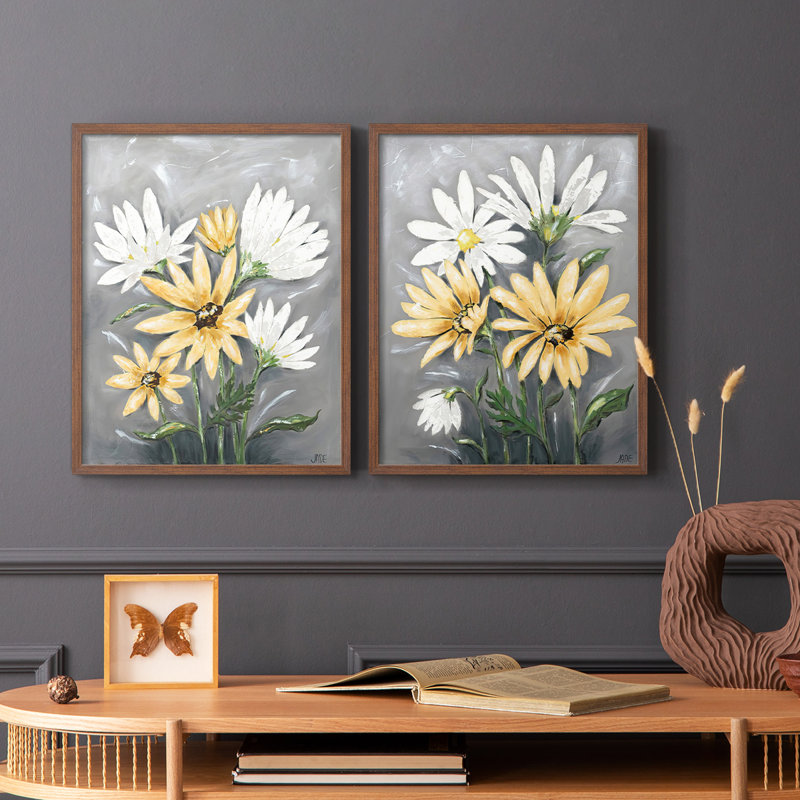 «Summer Daisies I», reproduction encadrée de qualité supérieure - prête à être accrochée - aucun clou requis - aucun clou requis