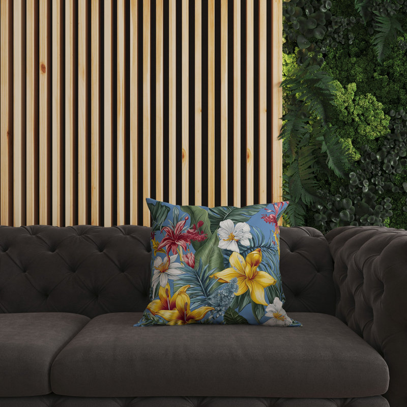 Coussin Rainforest Reverie, H 26 po x l 26 po, Bleu / floral multi