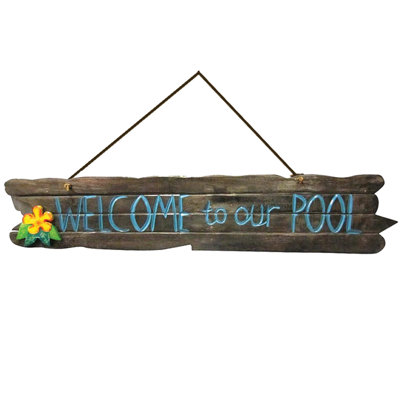 "Welcome to Our Pool" Wood Wall Décor