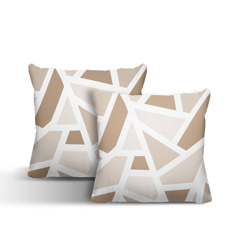 Coussin carré intérieur / extérieur Marion, Beige, L 15 po x H 15 po