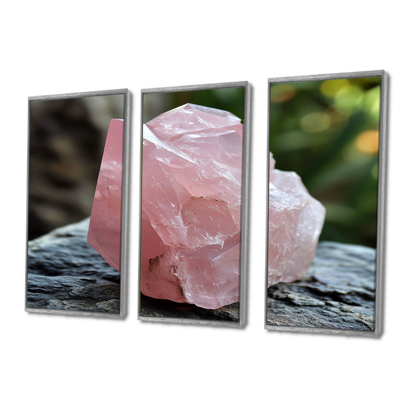 Estrela - Stone Geode Wall Art Print Set, Silver Floater Framed, 40" H x 60" W x 1" D